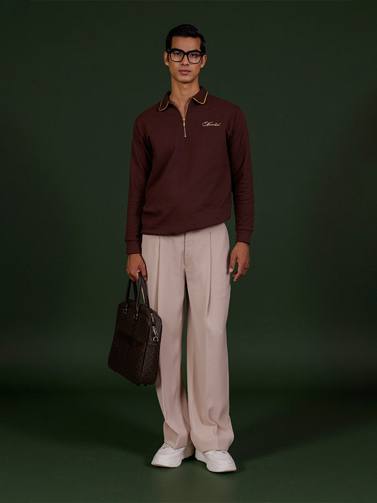 Biege Pleated Pants