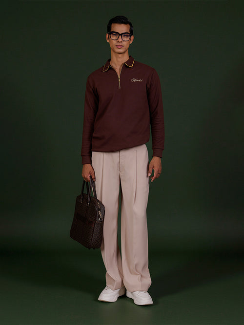 Biege Pleated Pants