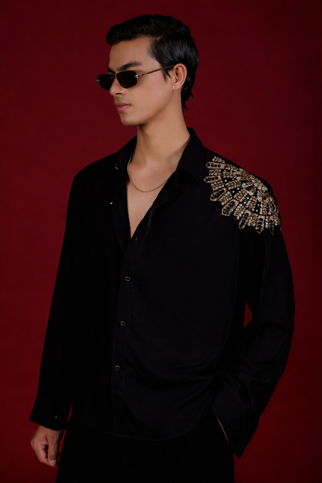 Embroidered Georgette Shirt AV