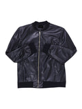 Black Faux Bomber Leather Jacket